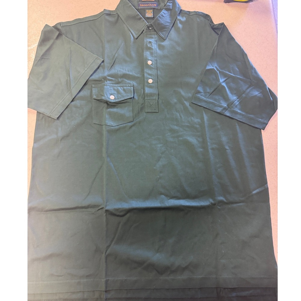 Izod Club Mens Large Green Double Mercerized Cotton Short Sleeve Polo Shirt